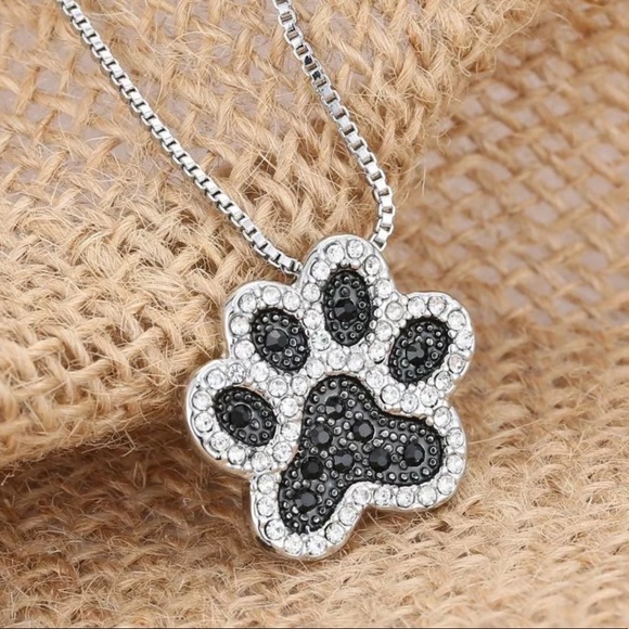 Jewelry Dog Paw Print Sparkly Diamond Cz Necklace Pendant Poshmark